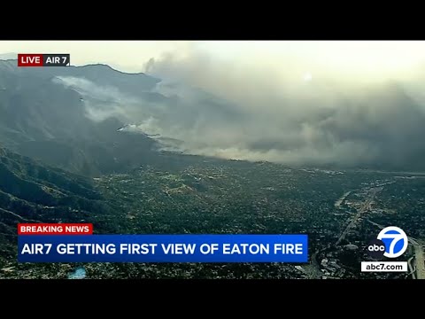 First aerial views of wildfires burning throughout Southern California